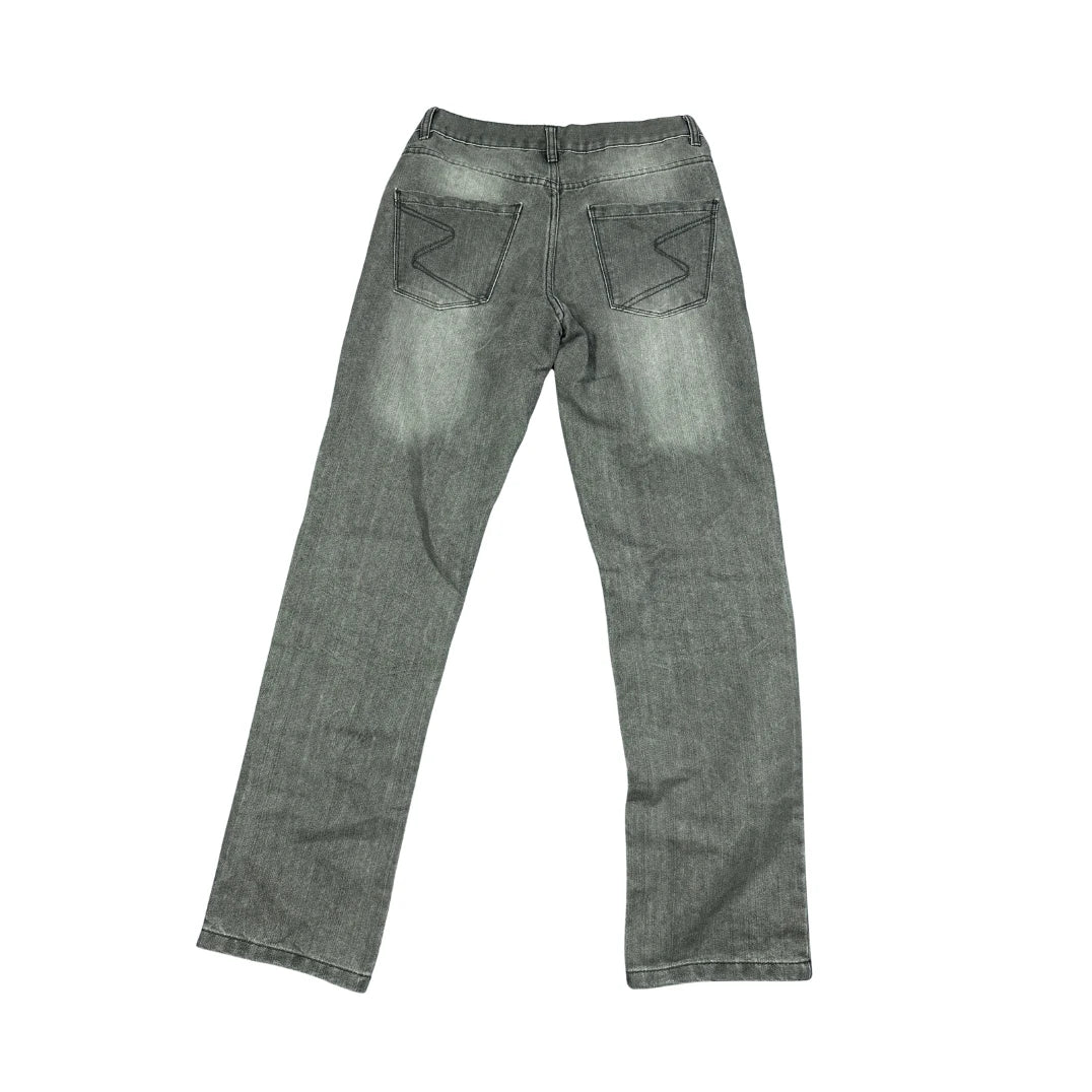 Washed Grey Straight Leg Jeans