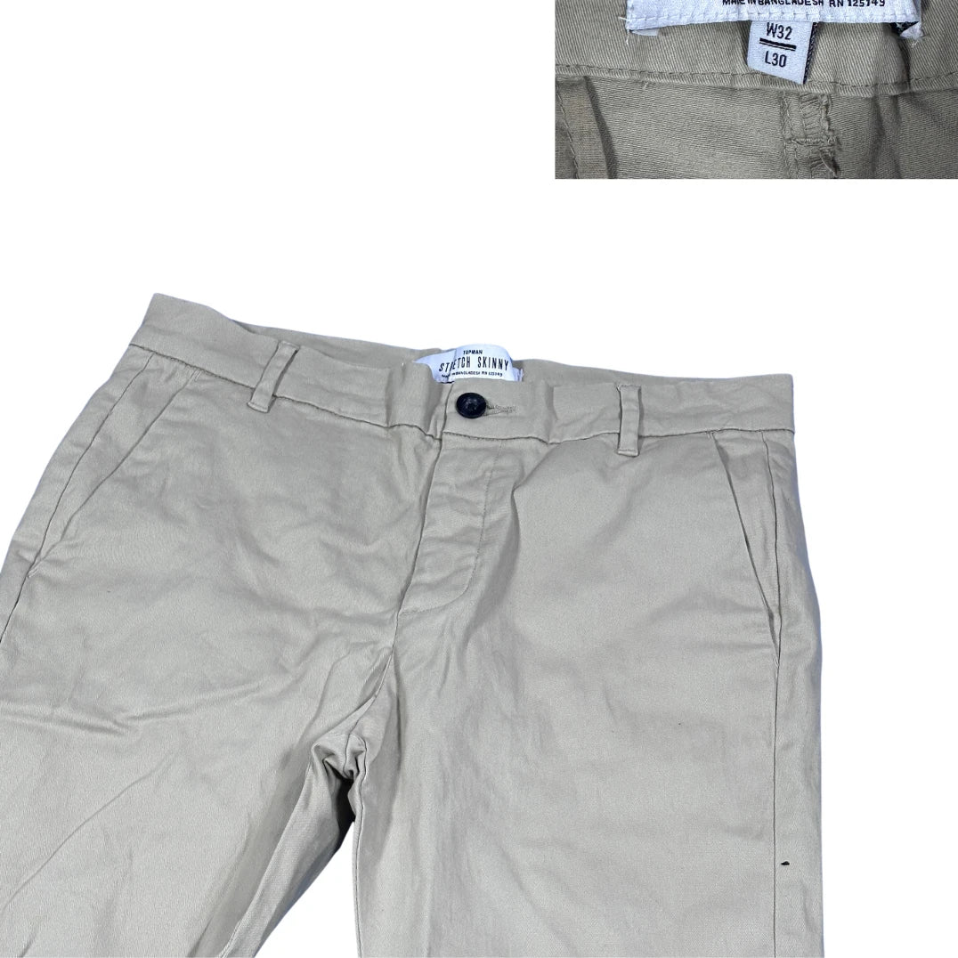 Topman® Beige Stretch Skinny Chino Pants