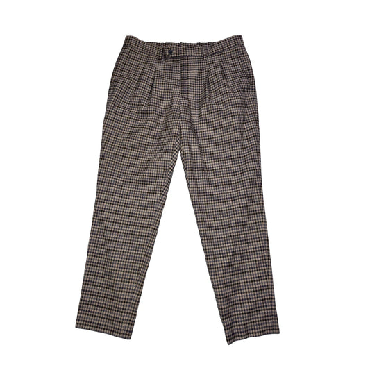 Express®  Brown Checked Pleated Dress Pants