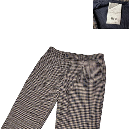 Express®  Brown Checked Pleated Dress Pants