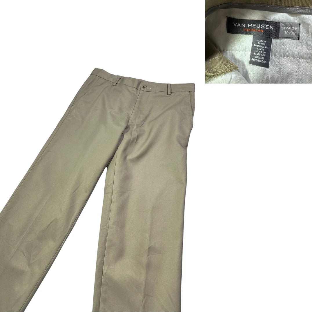 Van Heusen® Khaki Straight Fit Dress Trousers