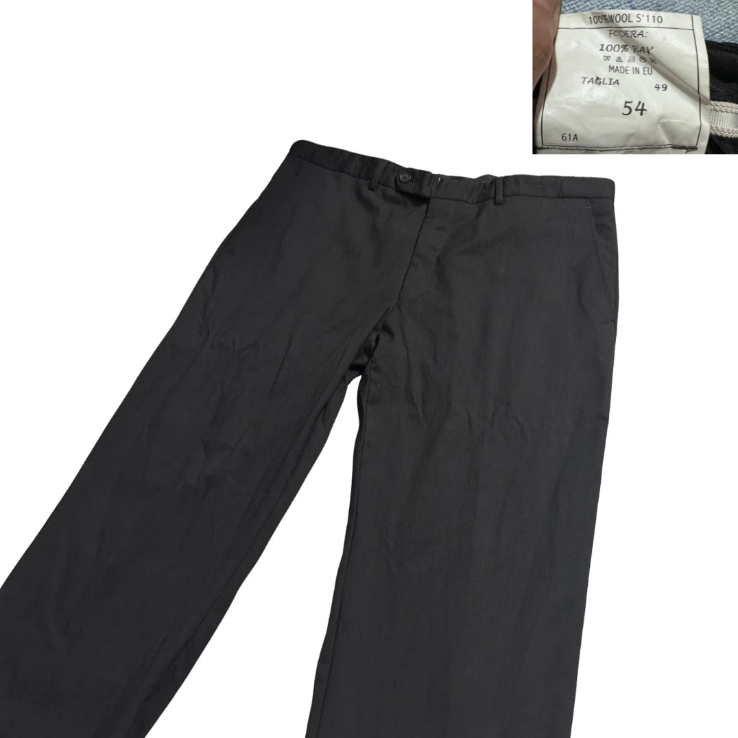FODERA® Black Pure Wool Formal Trousers