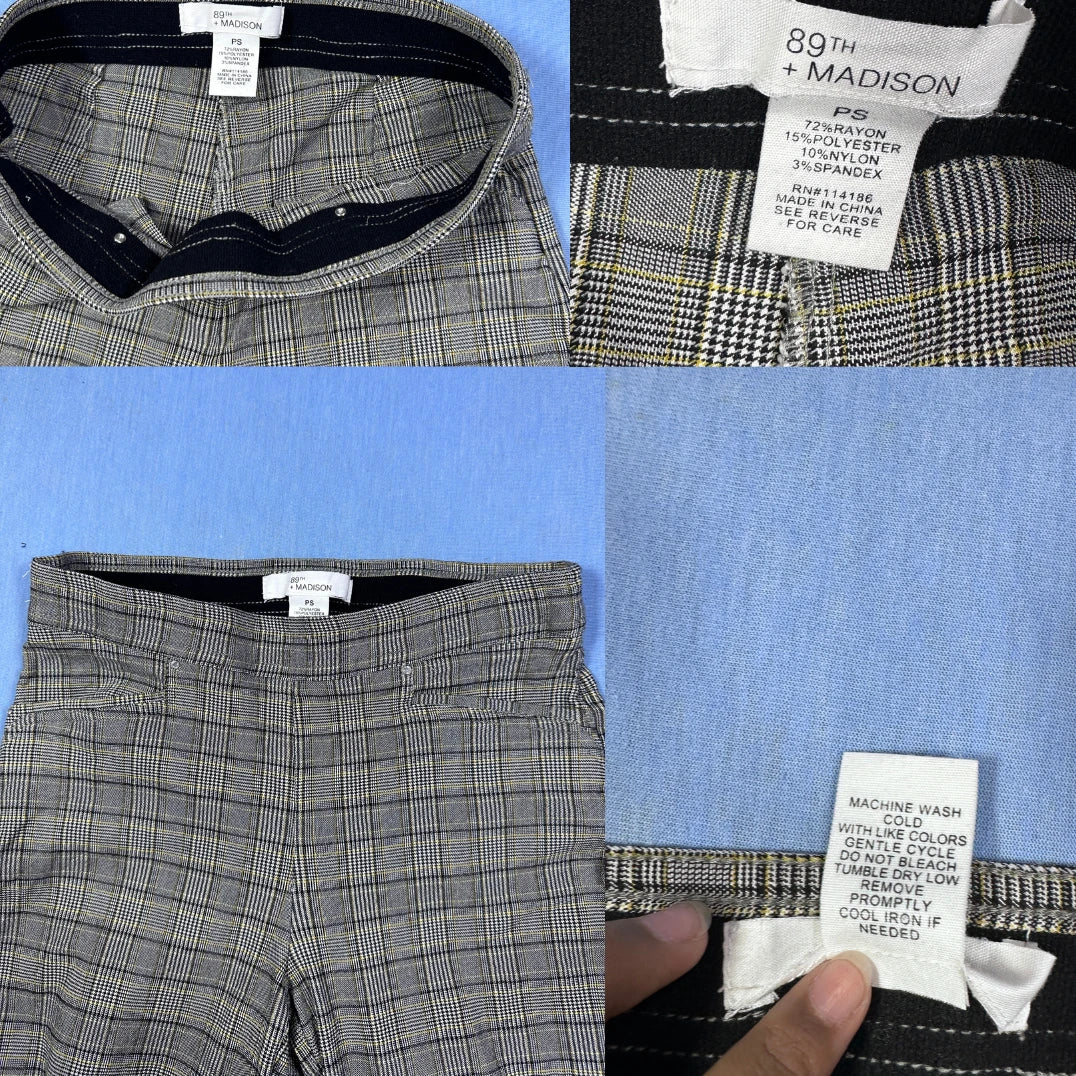 89th Madison® Grey Plaid Pants