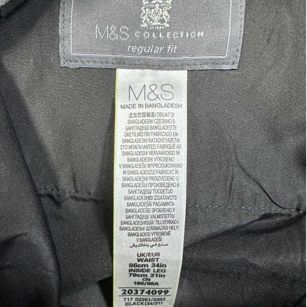 M&S® Black Trousers Regular Fit