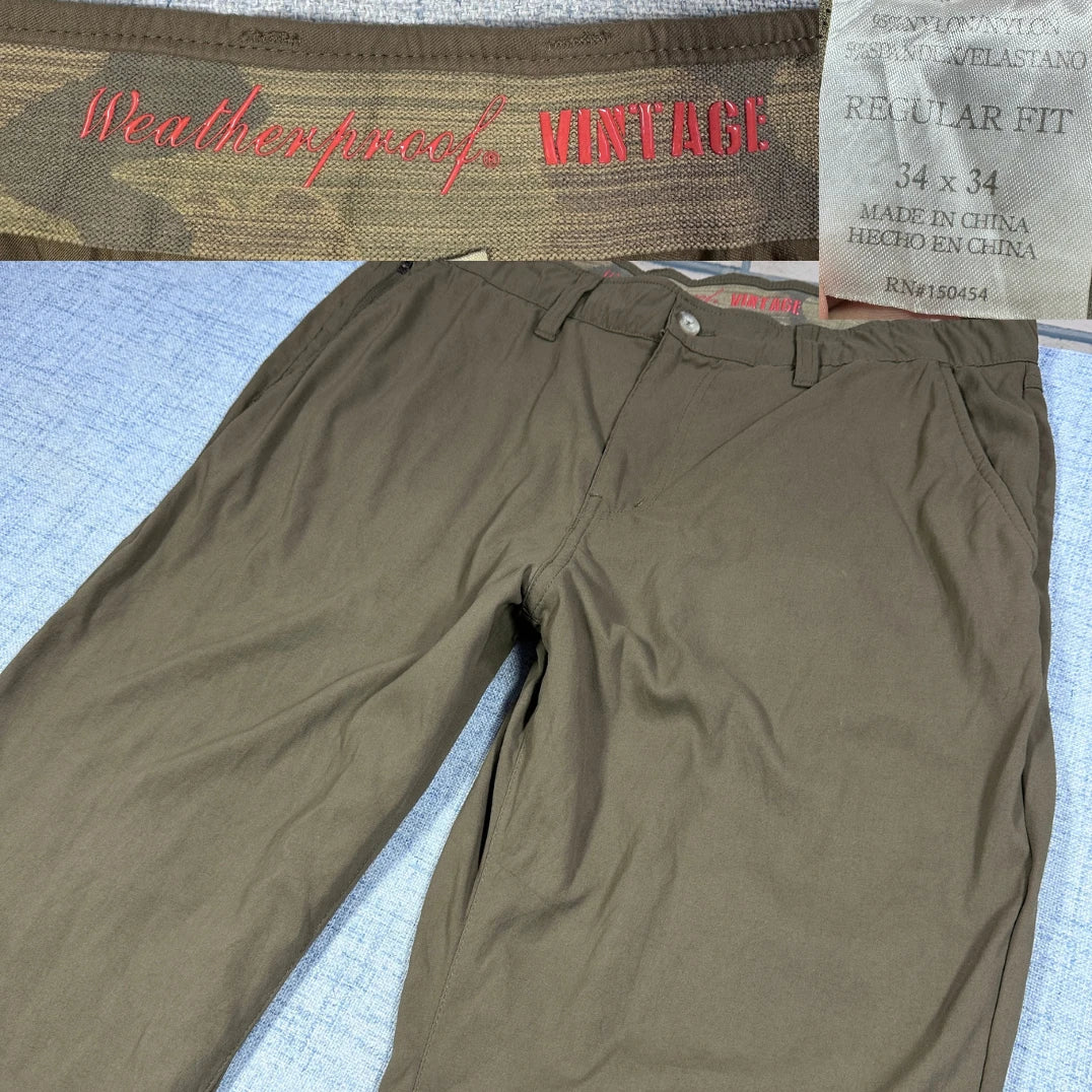 Weatherproof Vintage® Olive Brown Stretch Nylon Pants-34x34