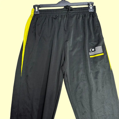 MINITANG® Black Jogger Pants with Reflective Side Stripes (Size L)