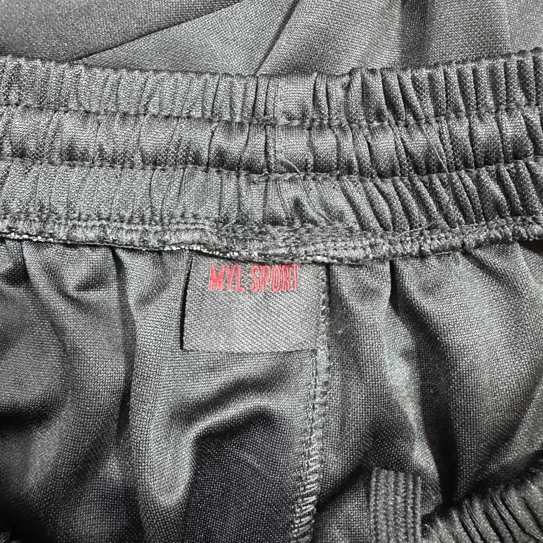 MINITANG® Black Jogger Pants with Reflective Side Stripes (Size L)