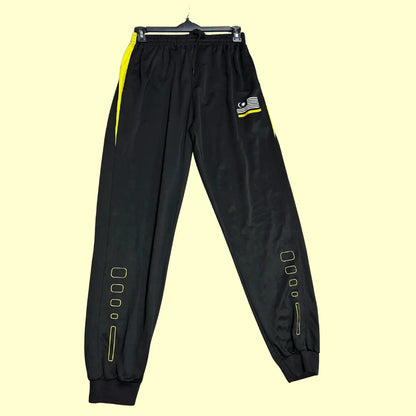 MINITANG® Black Jogger Pants with Reflective Side Stripes (Size L)