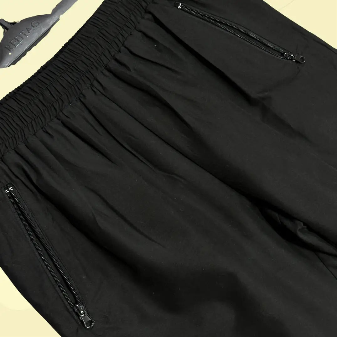 SHEIN® Black Polyester Track Pants with Grey Panels