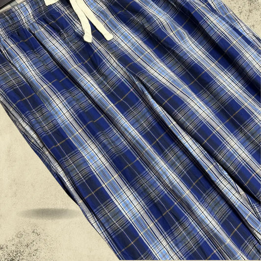 Next Men’s Blue Checkered Cotton Pajama Bottoms