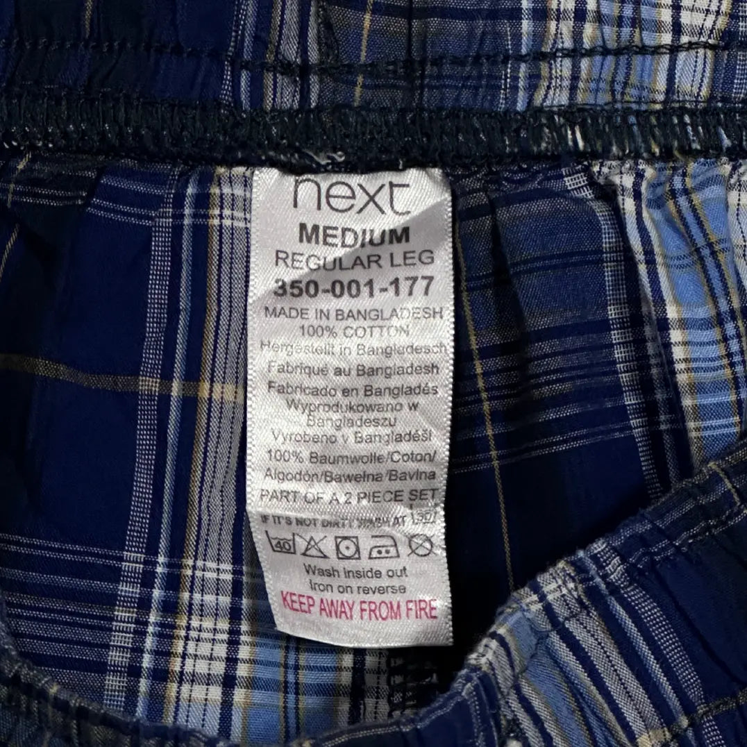 Next Men’s Blue Checkered Cotton Pajama Bottoms