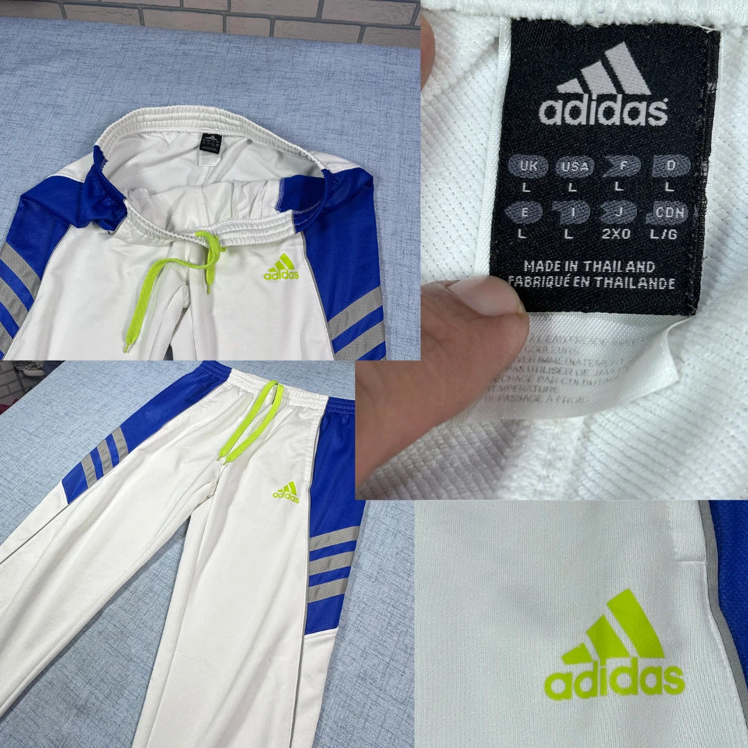 Adidas® White Blue Track Pants(L)