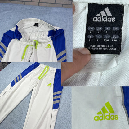 Adidas® White Blue Track Pants(L)