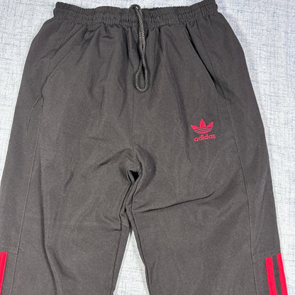 Adidas® Black Track Pants Red Stripe-M