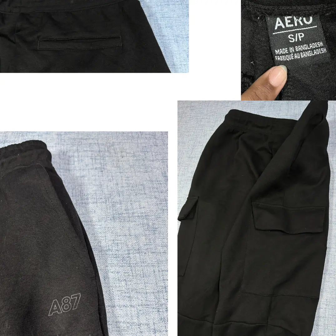 AERO® Black Cargo Joggers Pocketed-S