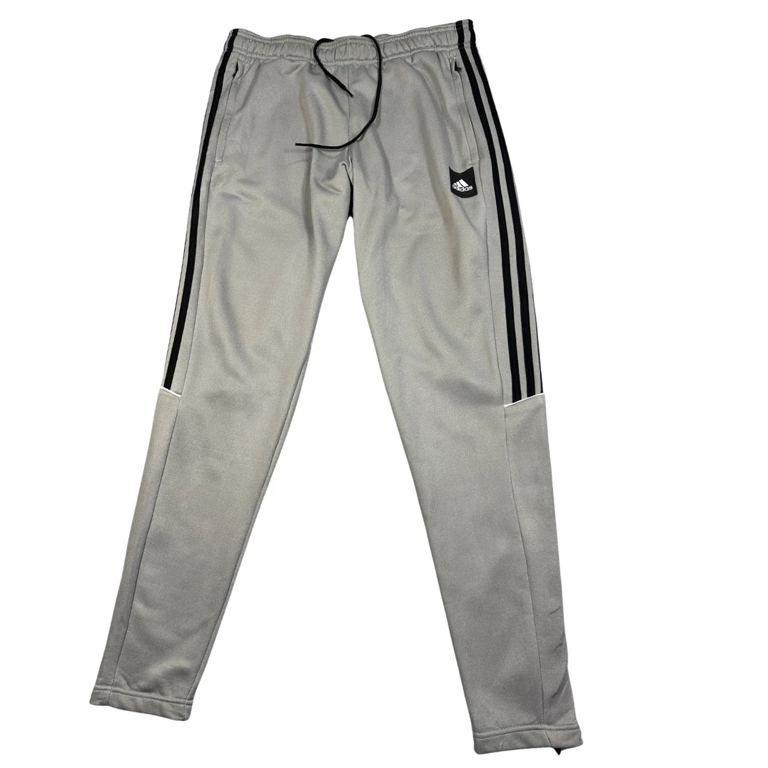 Adidas Grey Track Pants – 3-Stripes, Zip Pockets-M