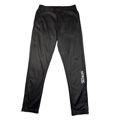 Patrick Black Track Pants – Printed Logo, Zip Ankle-M