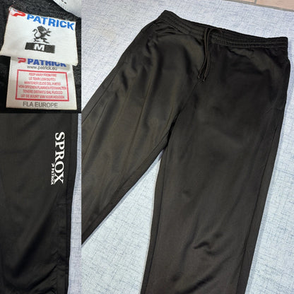 Patrick Black Track Pants – Printed Logo, Zip Ankle-M