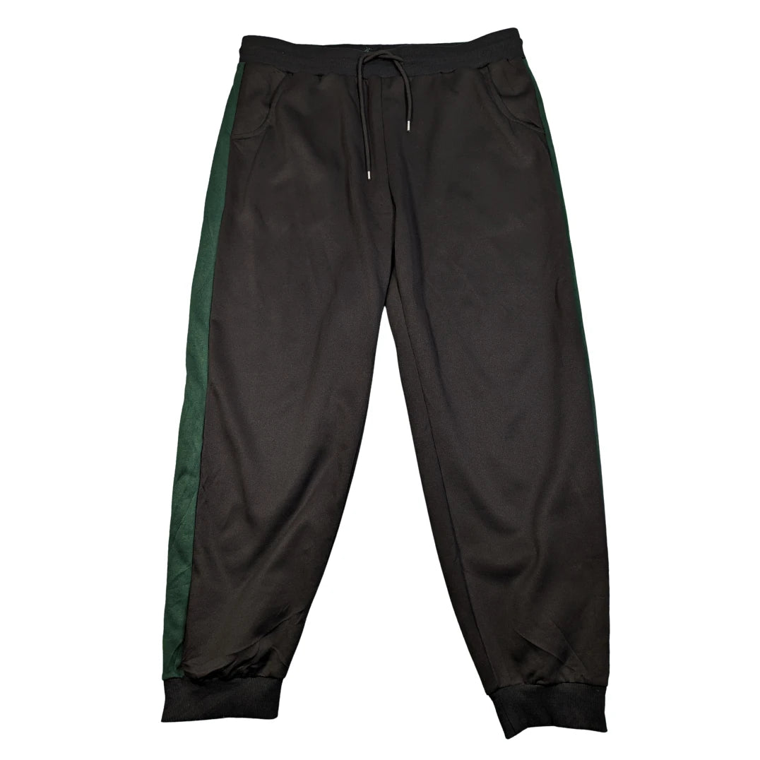 Manfinity®Black Jogger Pants GreenStripe-3XL