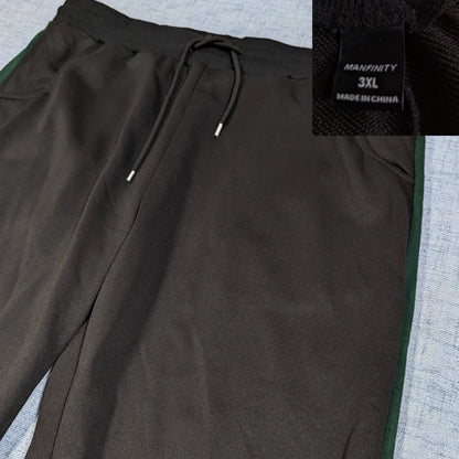Manfinity®Black Jogger Pants GreenStripe-3XL