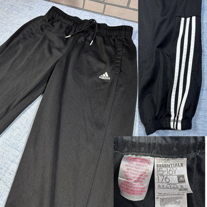 Adidas Black Three Stripe Track Pants-S