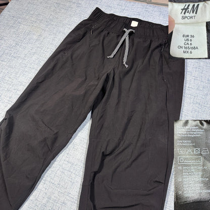 H&M Sport® Black Track Pants Zip Pocket-M