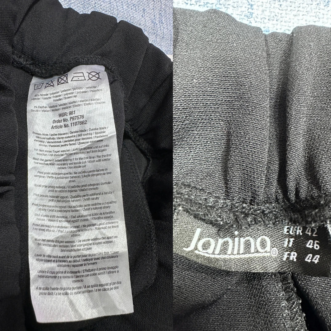 Janina® Black Jogger Pants SideStripe-L