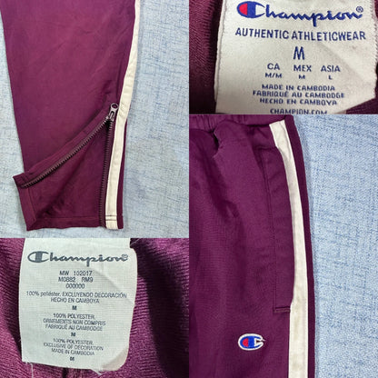 Champion® Maroon Track Pants SideStripe-M