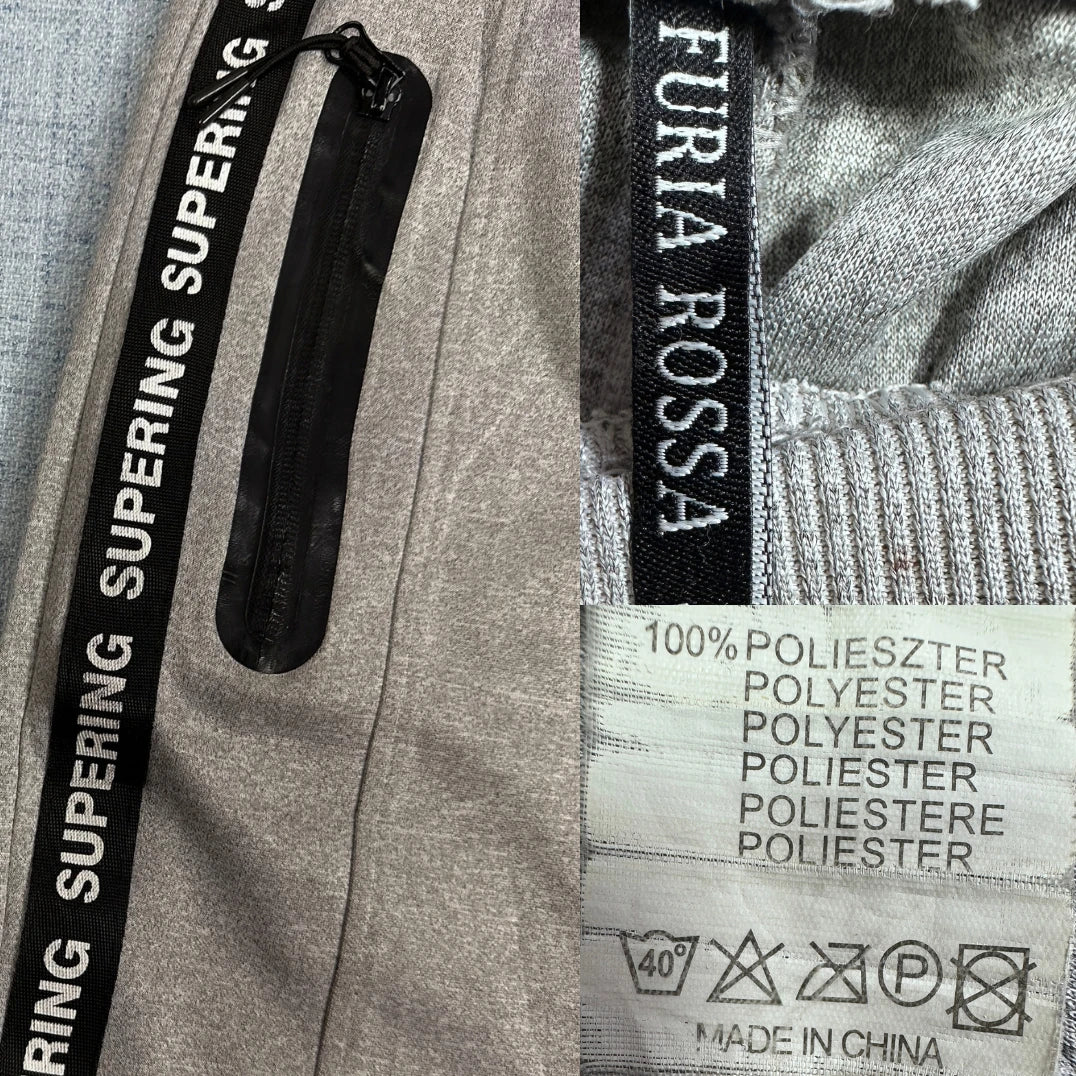 Furia Rossa® Grey Jogger Track Pants Colorblock-M