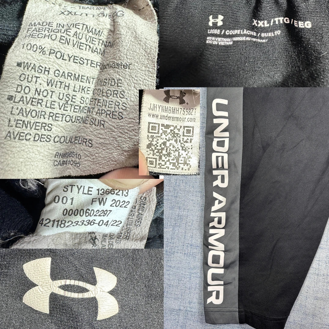 Under Armour® Black Track Pants Grey Side Panel-2XL