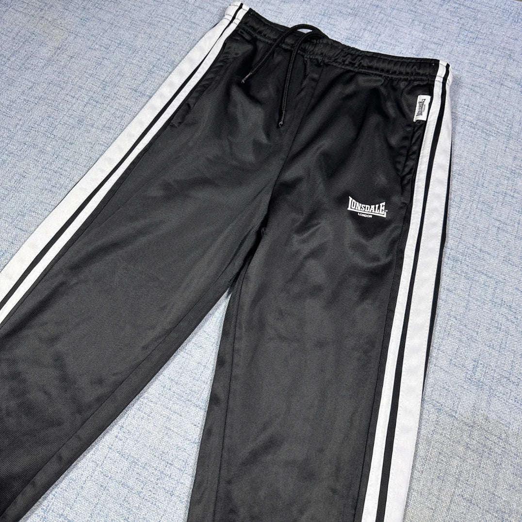 Lonsdale® Black Track Pants Ankle Zip-13 Yrs-XS