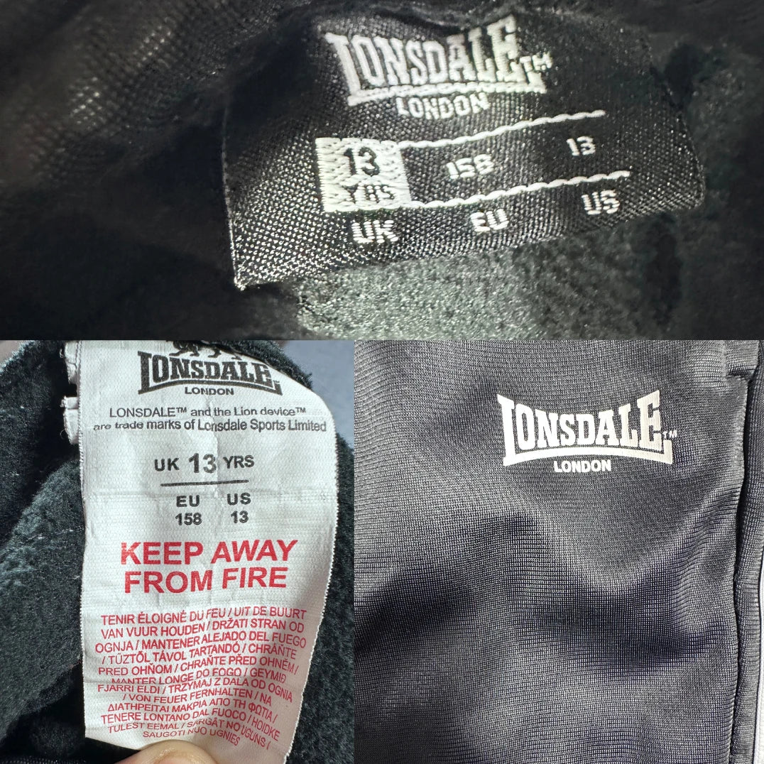 Lonsdale® Black Track Pants Ankle Zip-13 Yrs-XS