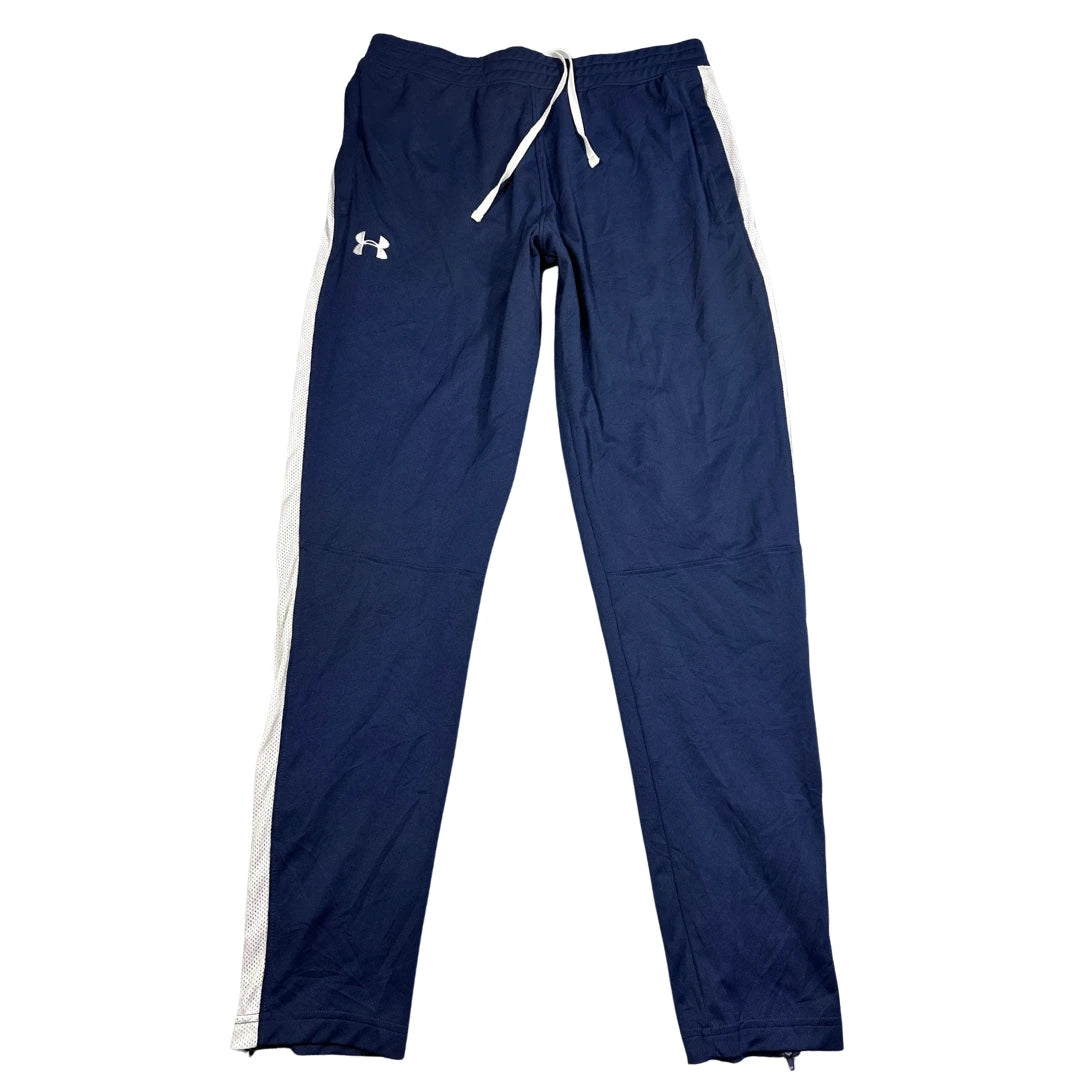 Under Armour® Navy Track Pants White Mesh Stripe-L