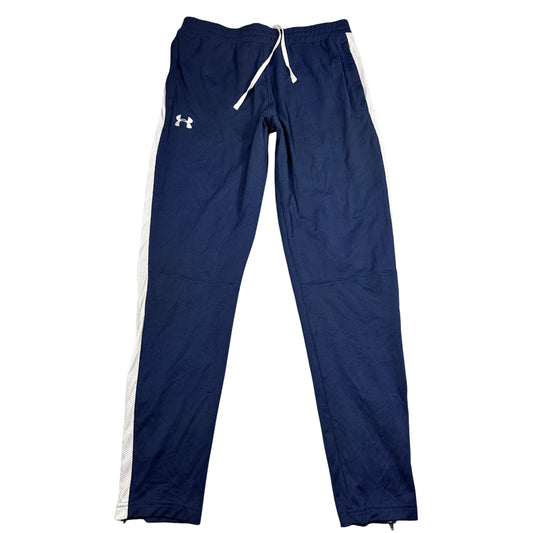 Under Armour® Navy Track Pants White Mesh Stripe-L