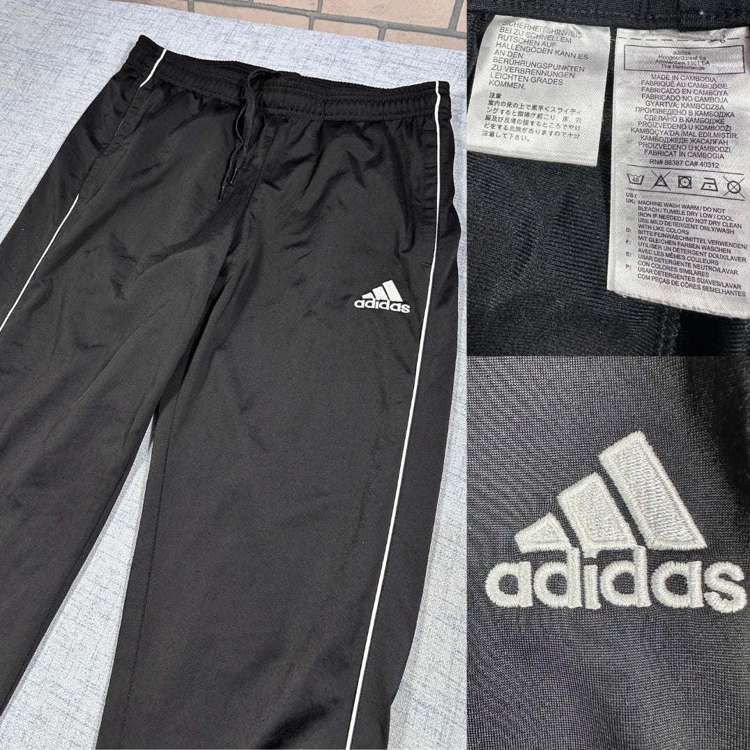 Adidas® Black Track Pants White Piping-M