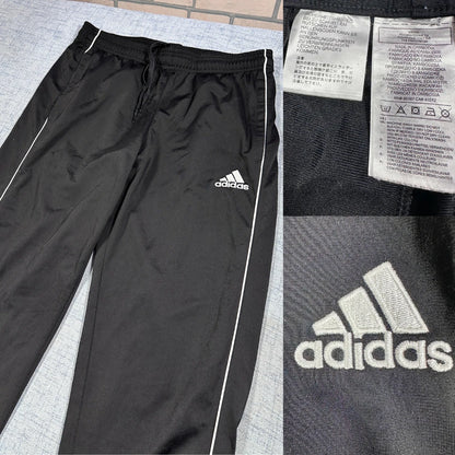 Adidas® Black Track Pants White Piping-M