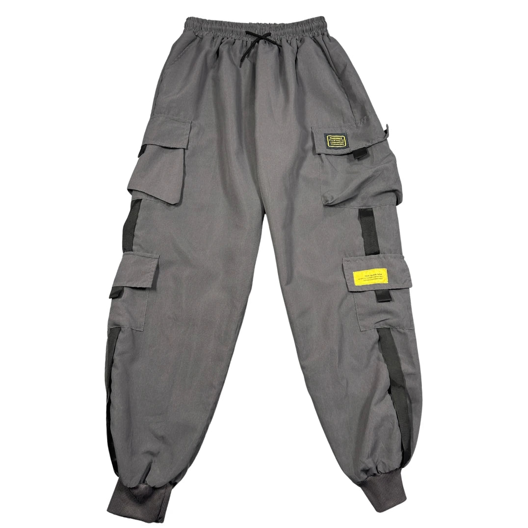 Unbranded Grey Techwear Cargo Joggers Strap Detail-L