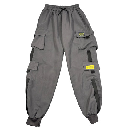Unbranded Grey Techwear Cargo Joggers Strap Detail-L