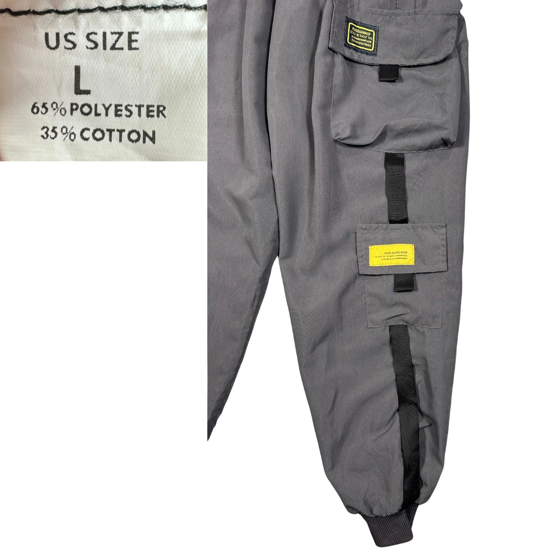 Unbranded Grey Techwear Cargo Joggers Strap Detail-L