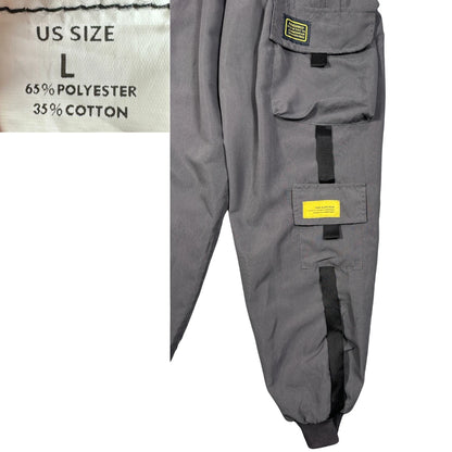 Unbranded Grey Techwear Cargo Joggers Strap Detail-L