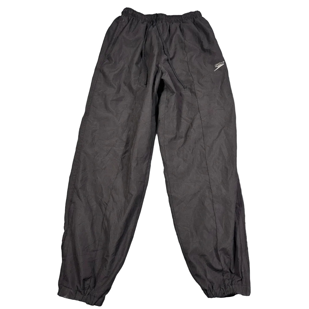 Speedo® Black Vintage Nylon Warm Up Track Pants-M