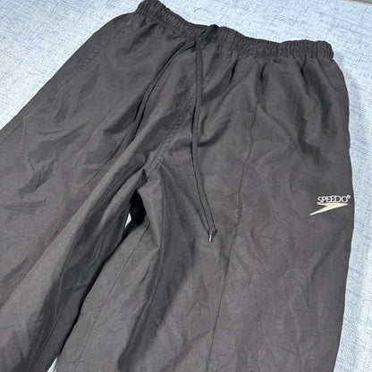 Speedo® Black Vintage Nylon Warm Up Track Pants-M