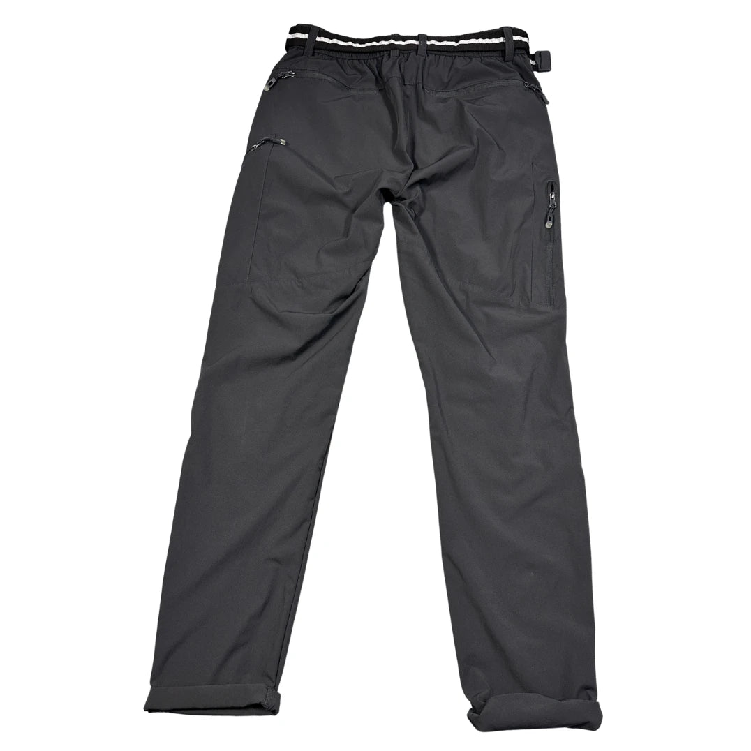 Unbranded Charcoal Hiking Pants Stretch Zip Pockets Belted-S