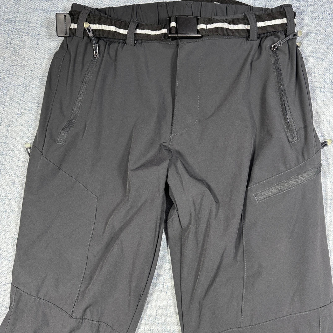 Unbranded Charcoal Hiking Pants Stretch Zip Pockets Belted-S