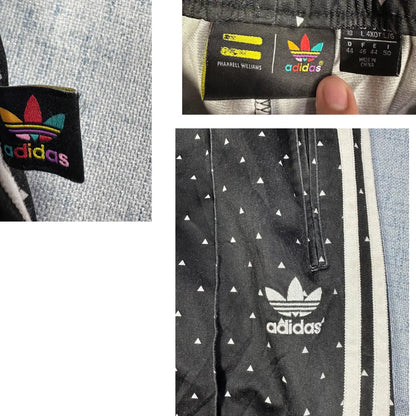Adidas® Black Triangle Print Track Pants-L