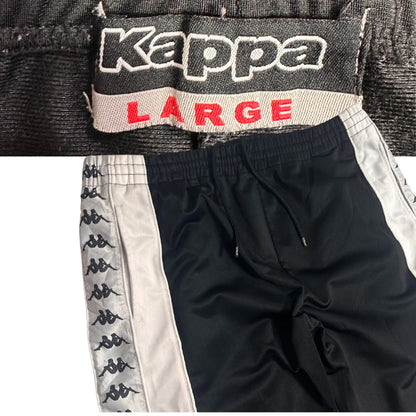 Kappa Black Track Pants with Iconic Side Tape