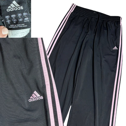 Adidas® Black Track Pants with Pink Stripes 💗(XL)