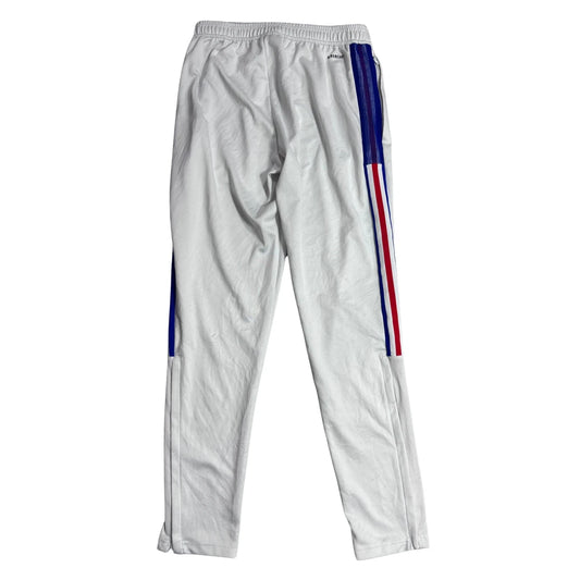 Adidas® White Track Pants with Tri-Color Side Stripes(M)