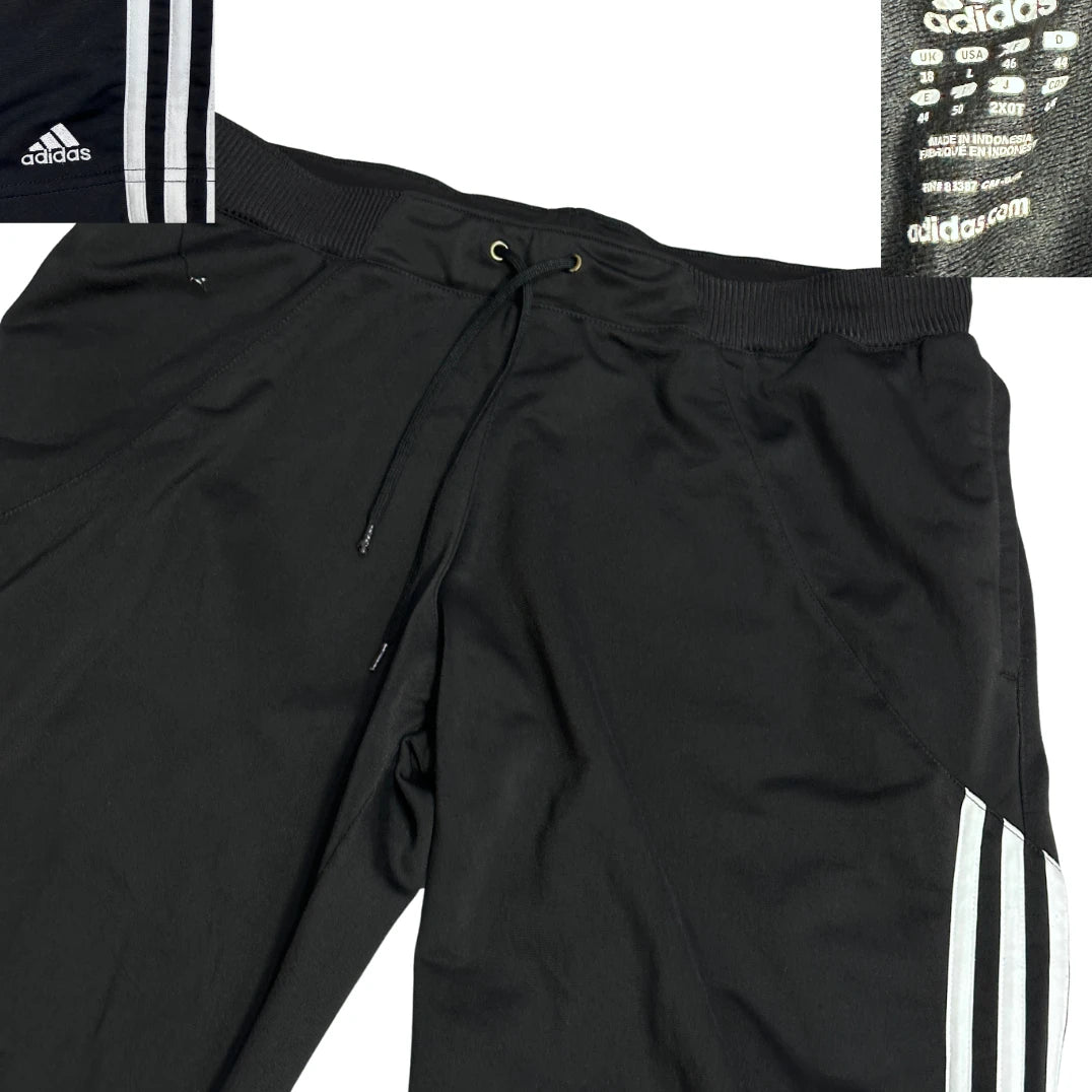 Adidas® Black Three Stripe Cropped Sports Trousers(L)