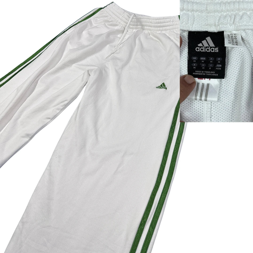 Adidas® White Green Stripe Track Trousers(L)